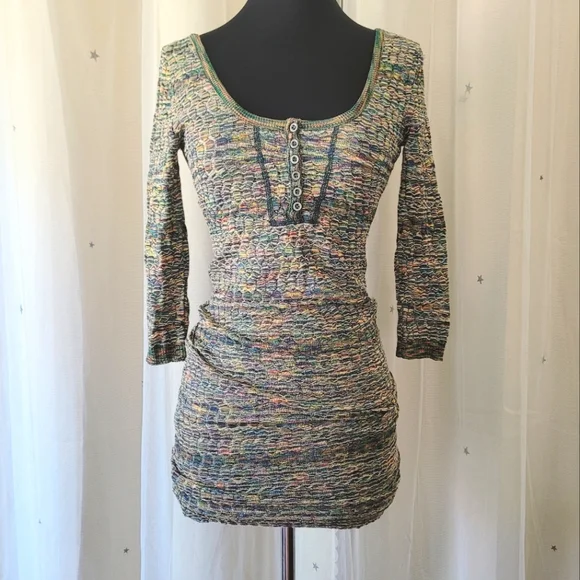 🍒FREE PEOPLE🍒 VINTAGE BODYCON MINI DRESS - Picture 2 of 8